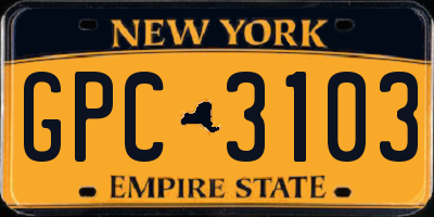 NY license plate GPC3103