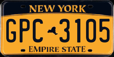 NY license plate GPC3105
