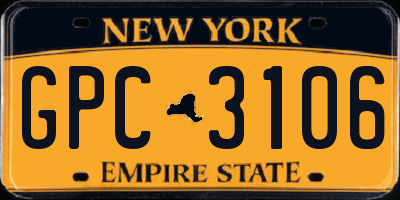NY license plate GPC3106