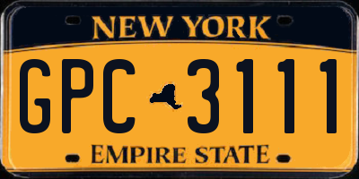 NY license plate GPC3111