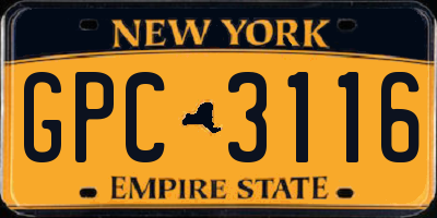 NY license plate GPC3116