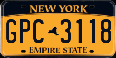 NY license plate GPC3118