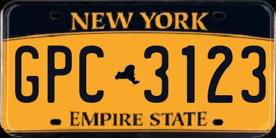 NY license plate GPC3123