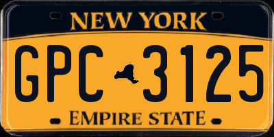 NY license plate GPC3125