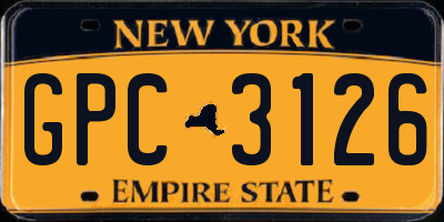 NY license plate GPC3126