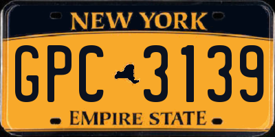 NY license plate GPC3139