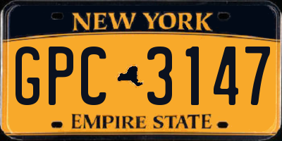 NY license plate GPC3147