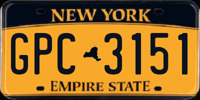 NY license plate GPC3151