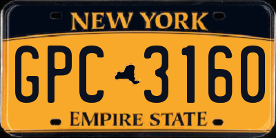 NY license plate GPC3160