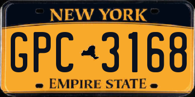 NY license plate GPC3168