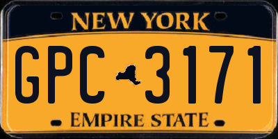 NY license plate GPC3171