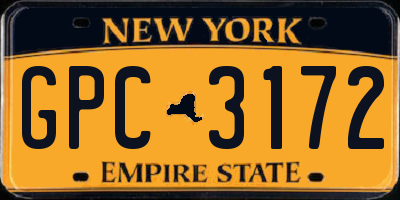NY license plate GPC3172