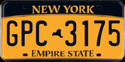 NY license plate GPC3175