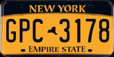 NY license plate GPC3178