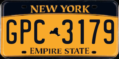 NY license plate GPC3179