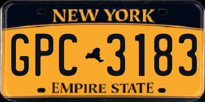 NY license plate GPC3183