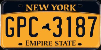 NY license plate GPC3187