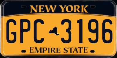 NY license plate GPC3196