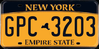 NY license plate GPC3203