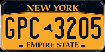 NY license plate GPC3205