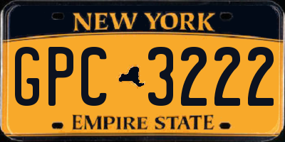 NY license plate GPC3222