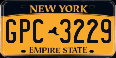 NY license plate GPC3229