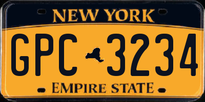NY license plate GPC3234