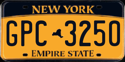 NY license plate GPC3250