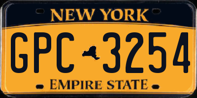 NY license plate GPC3254