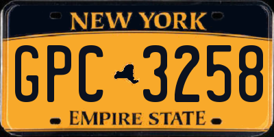 NY license plate GPC3258