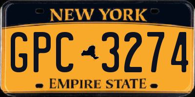 NY license plate GPC3274