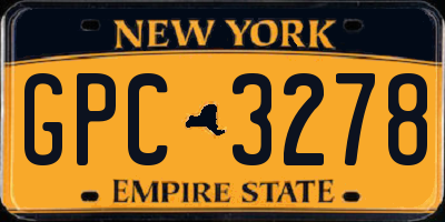 NY license plate GPC3278