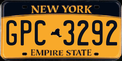 NY license plate GPC3292