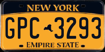 NY license plate GPC3293