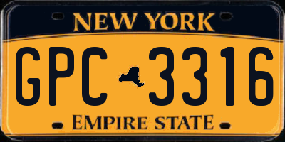 NY license plate GPC3316