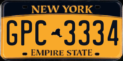 NY license plate GPC3334