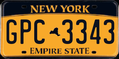 NY license plate GPC3343
