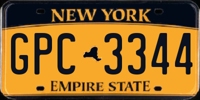 NY license plate GPC3344