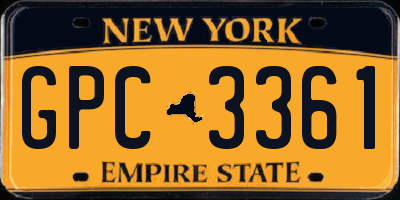 NY license plate GPC3361