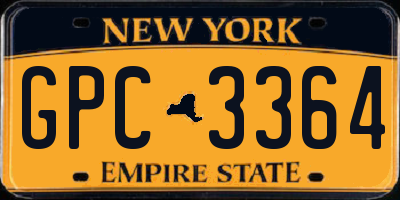 NY license plate GPC3364