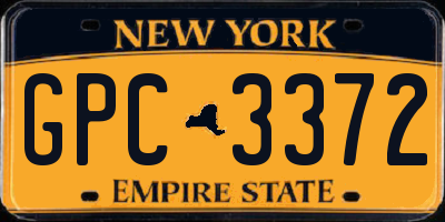 NY license plate GPC3372