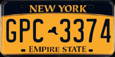 NY license plate GPC3374