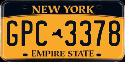 NY license plate GPC3378
