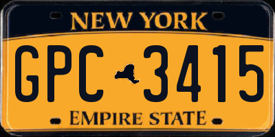 NY license plate GPC3415