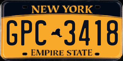 NY license plate GPC3418