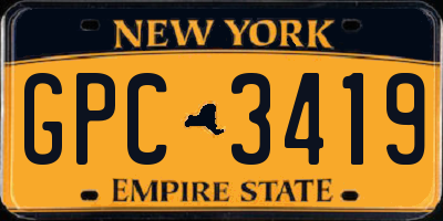 NY license plate GPC3419
