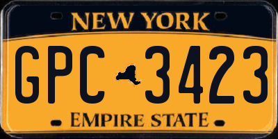 NY license plate GPC3423
