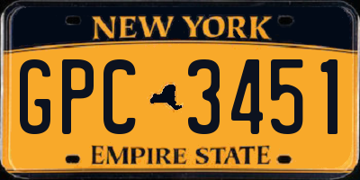 NY license plate GPC3451