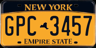 NY license plate GPC3457