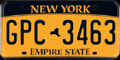 NY license plate GPC3463